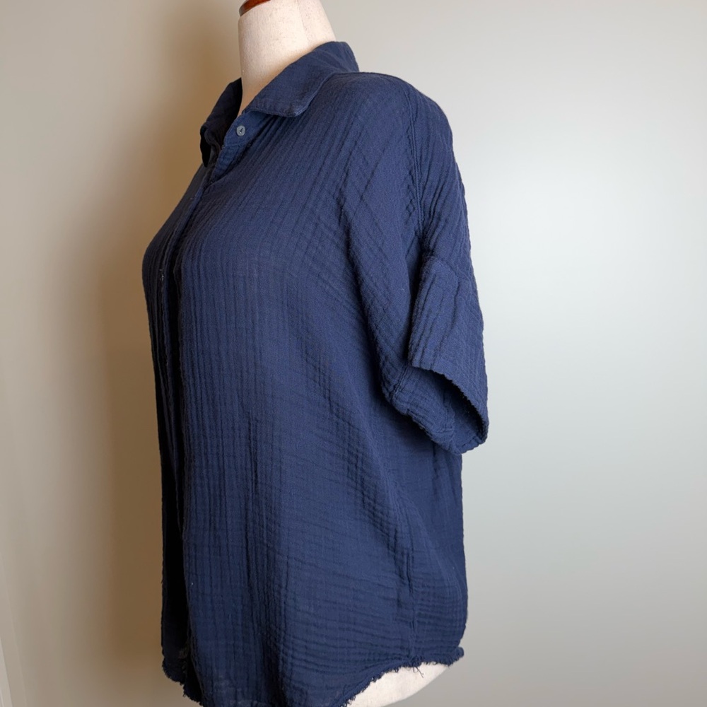Michael Stars Size L Button-Front Crinkle Gauze Shirt - Women - Picture 5 of 7